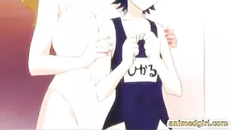 Shemale hentai's titillating tittyfuck session with a buxom anime babe!