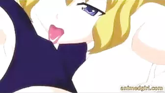 Shemale hentai's titillating tittyfuck session with a buxom anime babe!