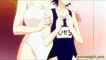 Shemale hentai's titillating tittyfuck session with a buxom anime babe!