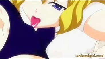 Shemale hentai's titillating tittyfuck session with a buxom anime babe!