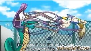 Busty Hentai Girls Get Fucked by Monster Tentacles and Snake!