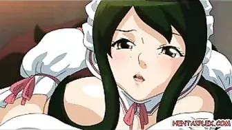 Busty Hentai Maid Gets Hardcore Pokin' from Behind and Shoves a Carrot into Her Wet Pussy