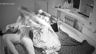 A caught sister is fingering the attractive bitch in night time hidden cam vid