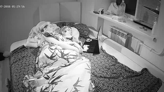 A caught sister is fingering the attractive bitch in night time hidden cam vid