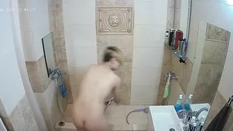 The caught sister has blonde dyed hair and she showcases her natural boobs