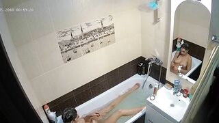 HD hidden cam caught sister preparing her hair and getting wet in the bathtub