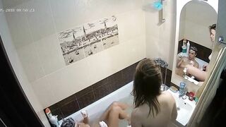 HD hidden cam caught sister preparing her hair and getting wet in the bathtub