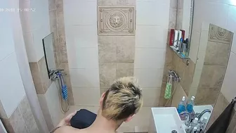 Tall girl caught sister preparing to go out and  after a bit of teasing they cum