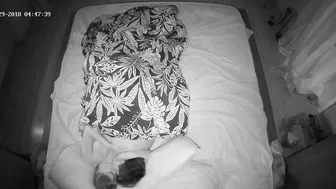 Black and white action happening in the night featuring one hot caught sister