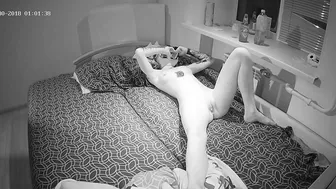 The hidden camera caught sister sleeping alone so she jumped into the bed