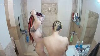 A lesbian caught sister in the shower and immediately joined her for some XXX