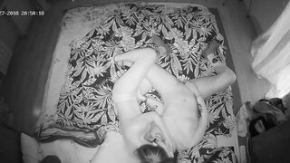 The hidden cam is showing the caught sister having fun in black and white