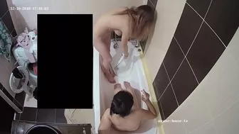 She caught sister in the bathtub and joined her for a dual sesh of getting clean