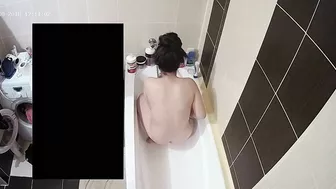 She caught sister in the bathtub and joined her for a dual sesh of getting clean