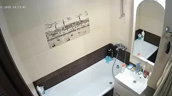 Tall caught sister is trying to be clean after a wild night of being a slut