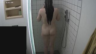 Another video featuring a caught sister making her entire body wet in the shower