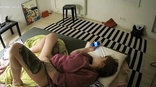 I caught sister watching porn on the phone while masturbating next to the cam