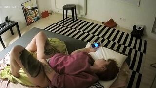 I caught sister watching porn on the phone while masturbating next to the cam