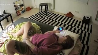 I caught sister watching porn on the phone while masturbating next to the cam