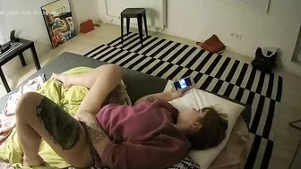 I caught sister watching porn on the phone while masturbating next to the cam