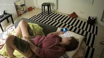 I caught sister watching porn on the phone while masturbating next to the cam