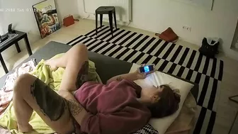 I caught sister watching porn on the phone while masturbating next to the cam
