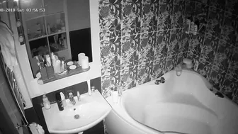 I caught sister while she turned on the lights while getting into the tub