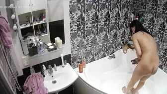 I caught sister while she turned on the lights while getting into the tub