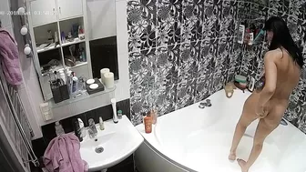 I caught sister while she turned on the lights while getting into the tub