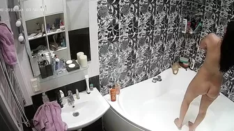 I caught sister while she turned on the lights while getting into the tub