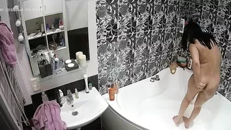 I caught sister while she turned on the lights while getting into the tub