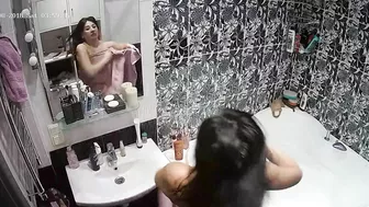 I caught sister while she turned on the lights while getting into the tub