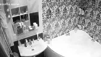 I caught sister while she turned on the lights while getting into the tub