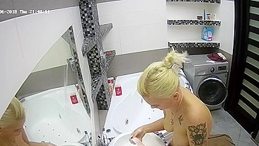 A skinny caught sister with a fetish for tattoos is captured on a hidden cam