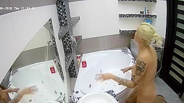 A skinny caught sister with a fetish for tattoos is captured on a hidden cam