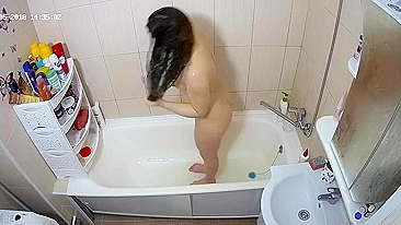 Putting a camera in the bathroom leads to a caught sister and her nude body