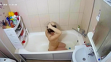 Putting a camera in the bathroom leads to a caught sister and her nude body