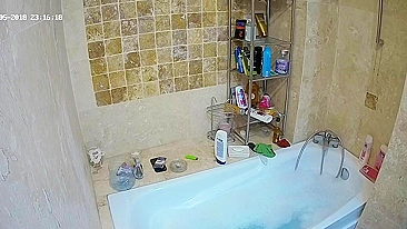 The hidden cam caught sister preparing to get in the bathtub and be nasty