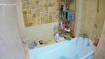 The hidden cam caught sister preparing to get in the bathtub and be nasty