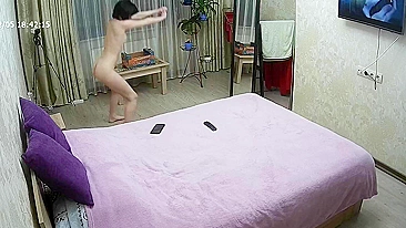 He caught sister on camera doing some naked exercises right next to her bed