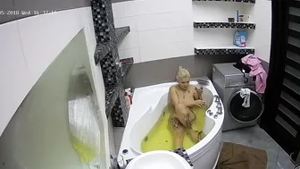 Hidden cam show featuring a petite blonde caught sister with lots of tattoos