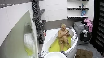 Hidden cam show featuring a petite blonde caught sister with lots of tattoos