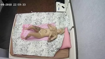Perv caught sister showcasing her inked body and small tits in a solo video