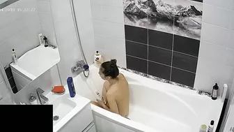 Skinny caught sister with a voyeurism fetish is being filmed by a hidden cam