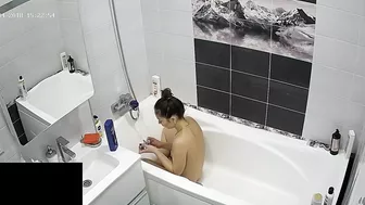 Skinny caught sister with a voyeurism fetish is being filmed by a hidden cam