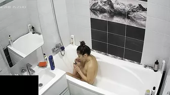 Skinny caught sister with a voyeurism fetish is being filmed by a hidden cam