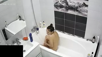 Skinny caught sister with a voyeurism fetish is being filmed by a hidden cam