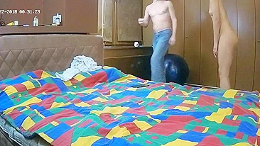 He caught sister doing naked yoga and started fucking her in doggy style pose