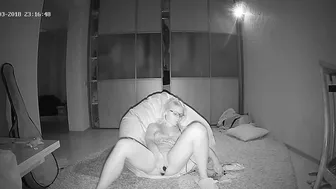 In the mdidle of the night the cam caught sister doing some peculiar things