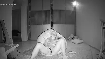 In the mdidle of the night the cam caught sister doing some peculiar things